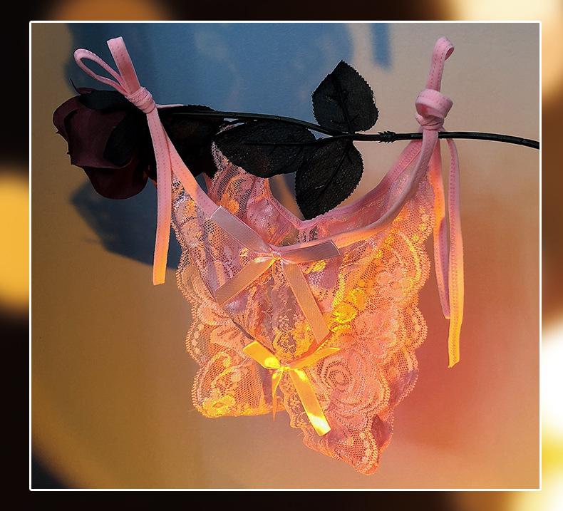 Женское сексуальное кружевное белье стринги с вырезами и открытой ластовицей, женское белье без ластовицы во французском стиле, трусики с бантиком, горячая распродажа