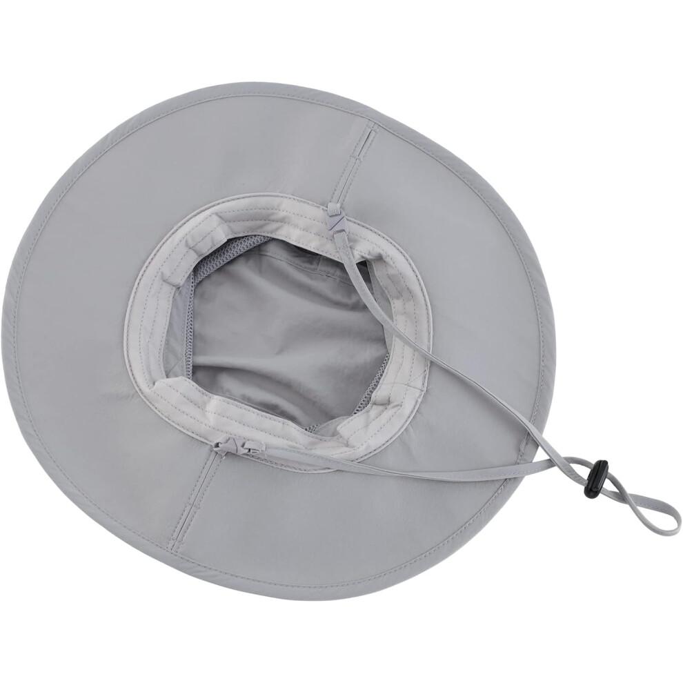(One Size, Light Grey) Kou Yi UPF50 Mens Sun Hat Wide Brim Fishing Hat Portable Cowboy Bucket Hat