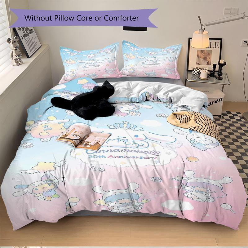 3pcs Cinnamoroll's 20th Anniversary Celebration Print Cover Set Ultra Soft, Breathable, and Comfortable Bedding with Stylish Design for Bedroom a