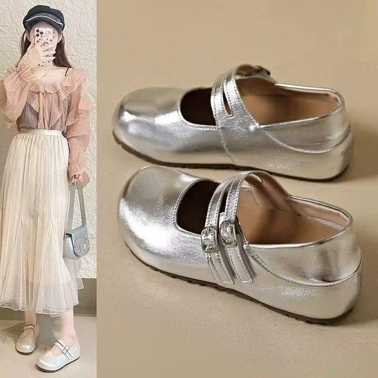 French Mary Jane shoes women's flat shoes 2026 new summer shallow mouth fairy wind gentle small leather shoes