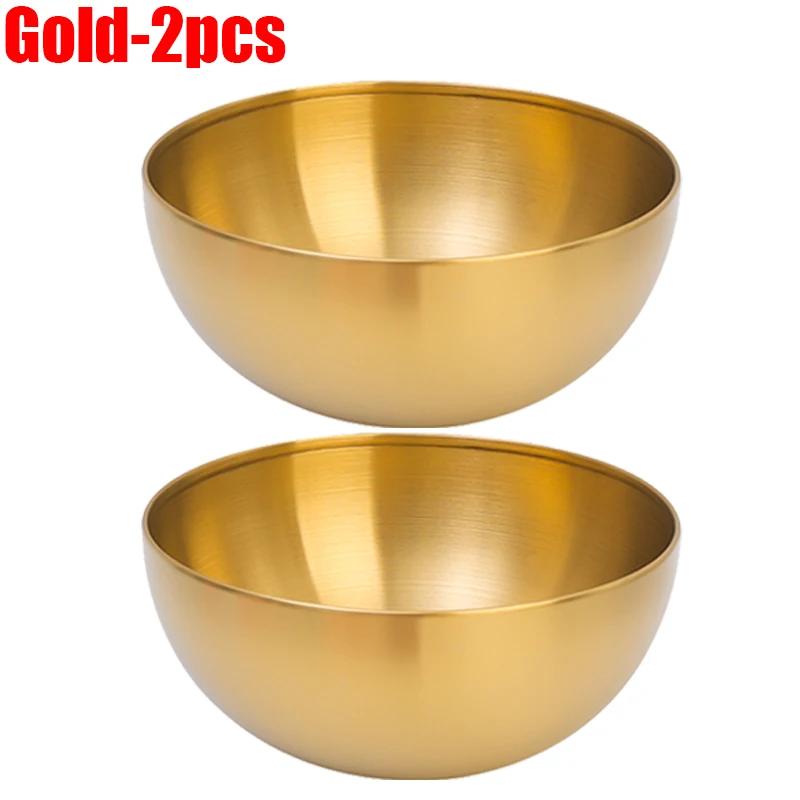 1/4PCS Stainless Steel Salad Bowl Fruit Soup Noodles Rice Bowl Gold Utensils Kitchen Food Container Tableware Utensils Gadgets