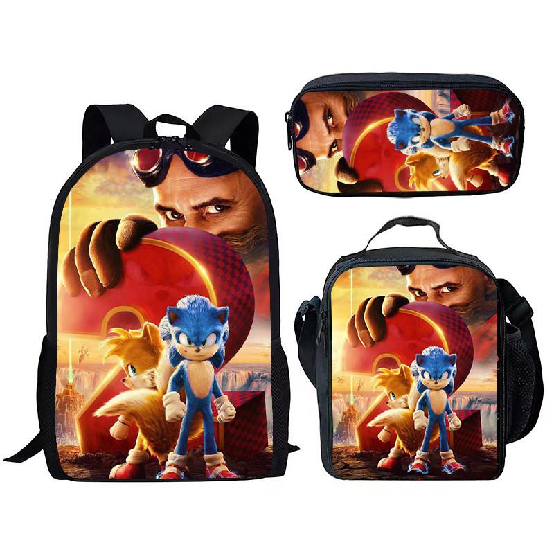 Школьный рюкзак Sonic для детей с дышащей водонепроницаемой тканью Оксфорд и мультяшным принтом для школы