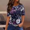 T Shirts For Women Round Neck Dressy Casual Blouses Printing Short Sleeve Summer Tops Loose Fit