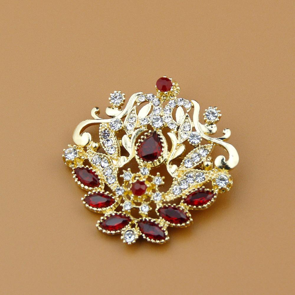 Gold Color Crystal Flower Brooch Wedding Jewelry Women's Brooch Pins Bohemian Bridal Gifts