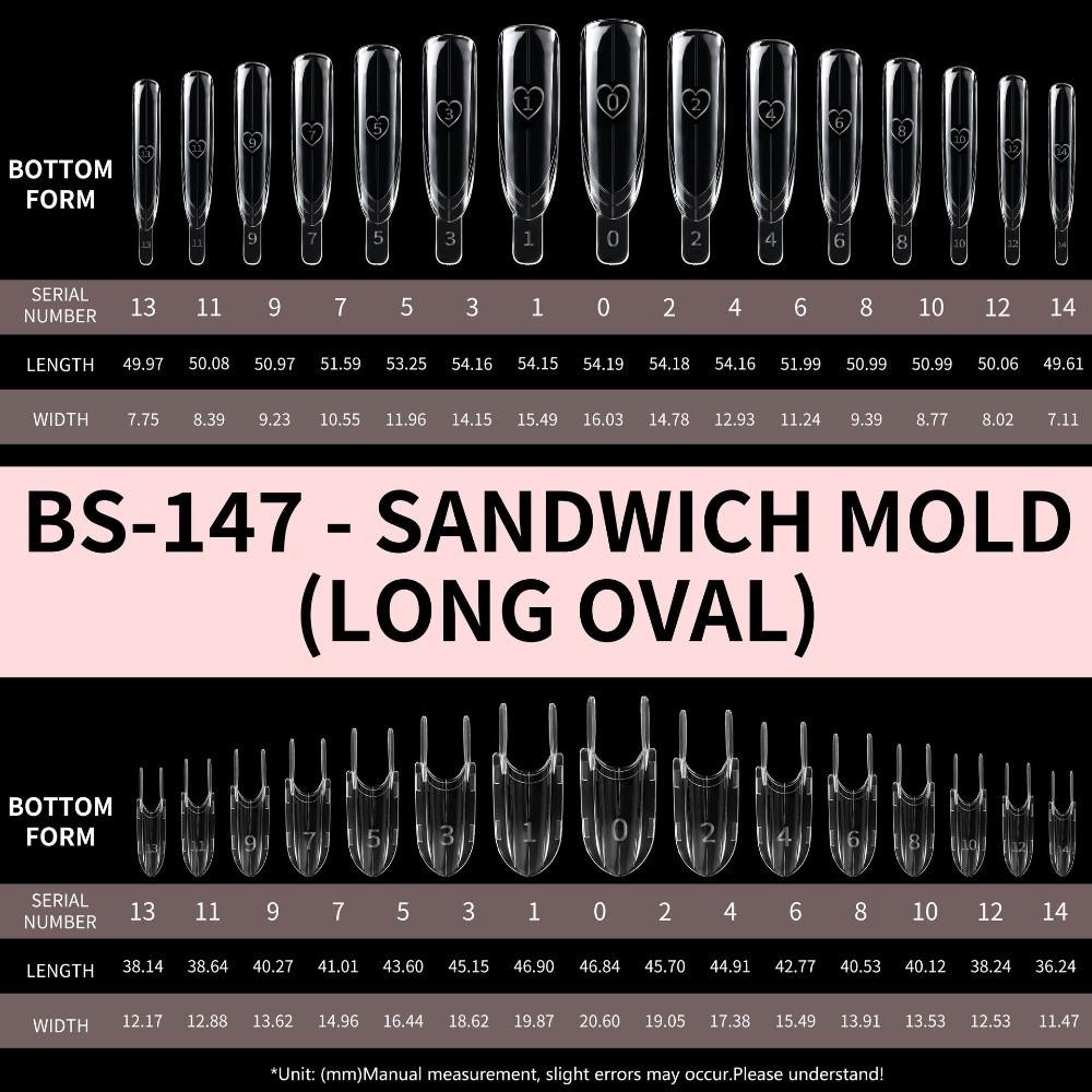 120pcs Clear Sandwich Dual Nail Form Rocket Shape Nail Form Mold Dual Nail Forms for Builder Gel