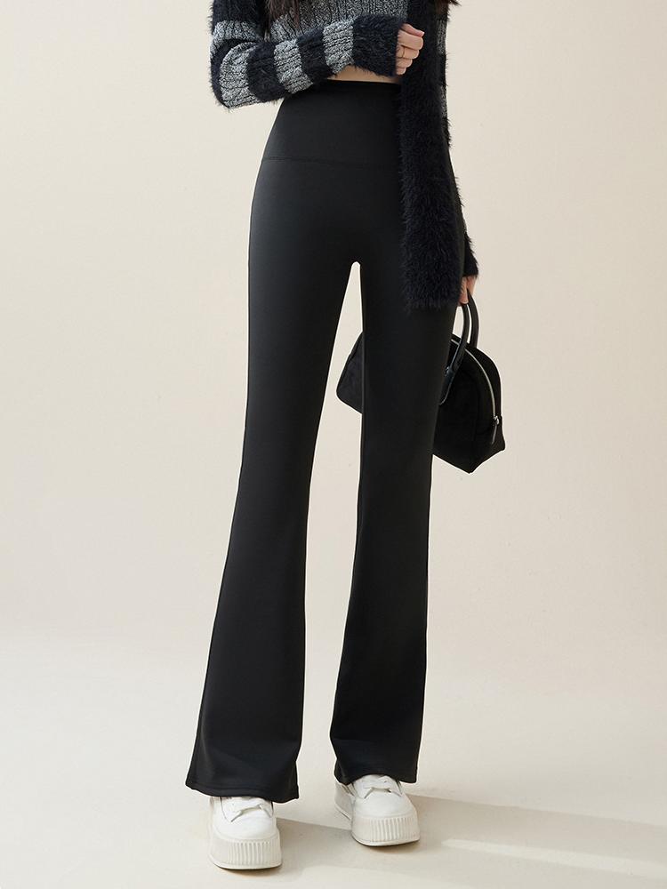 Осенне-зимние брюки-клеш из кроличьего флиса Sharkskin, леггинсы для женщин, эластичные, с высокой талией, тонкие, теплые, подковообразные брюки