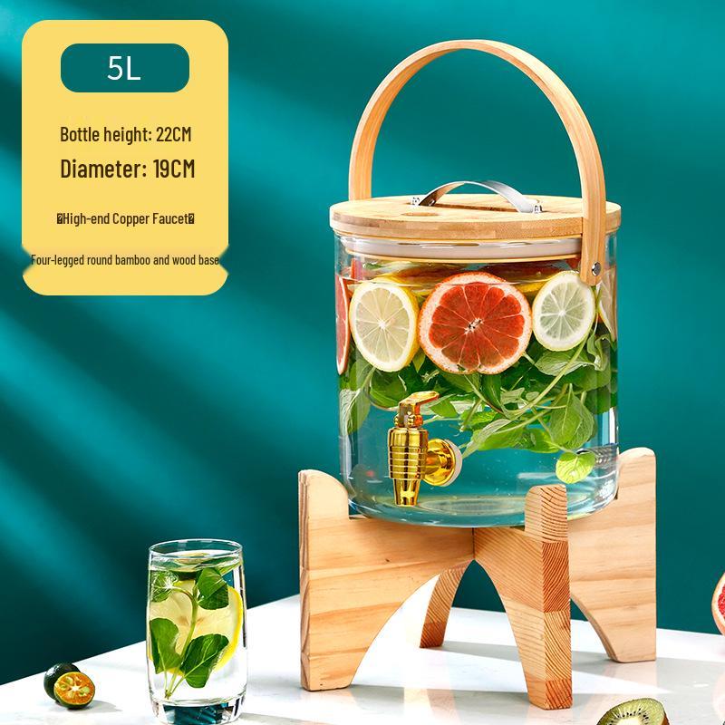 Стеклянный диспенсер для напитков большой емкости с краном для холодных напитков и фруктового чая