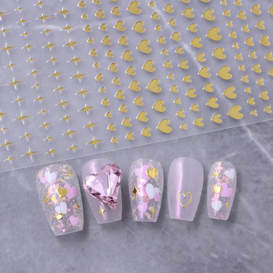 3D Colorful Holographic Out Nail Heart Shape Hollow Art Stickers Women Long-lasting Gel Polish Decals