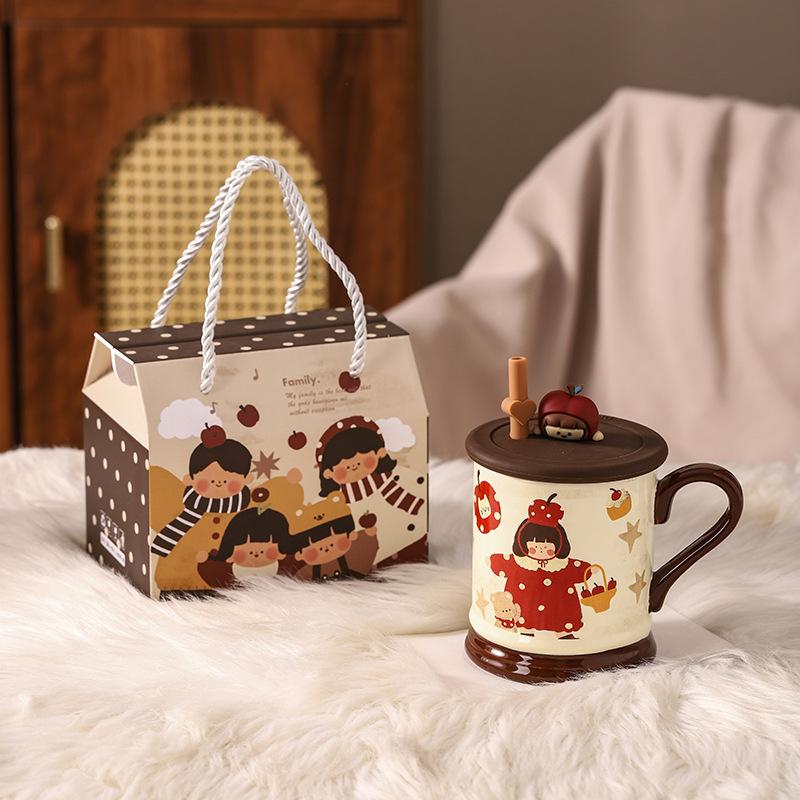 Время с детьми Ретро керамическая кружка Набор для мероприятий Подарок Высокоценная чашка для воды Кофейная чашка Сувенир