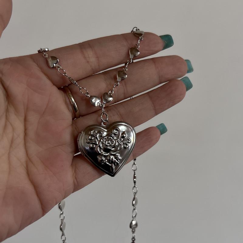 Heart Photo Frame Pendant Necklace Love Heart Charms Floating Locket Necklaces Women Men Fashion Memorial Jewelry
