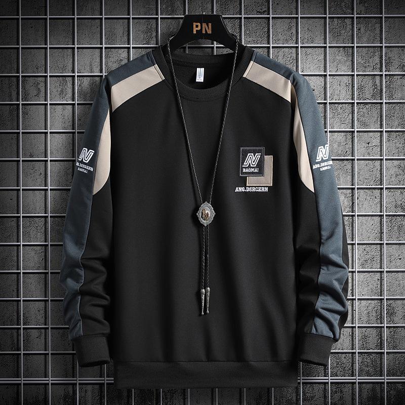 Мужская толстовка NASA большого размера с цветовыми блоками - Модная повседневная футболка с длинным рукавом для весны/осени