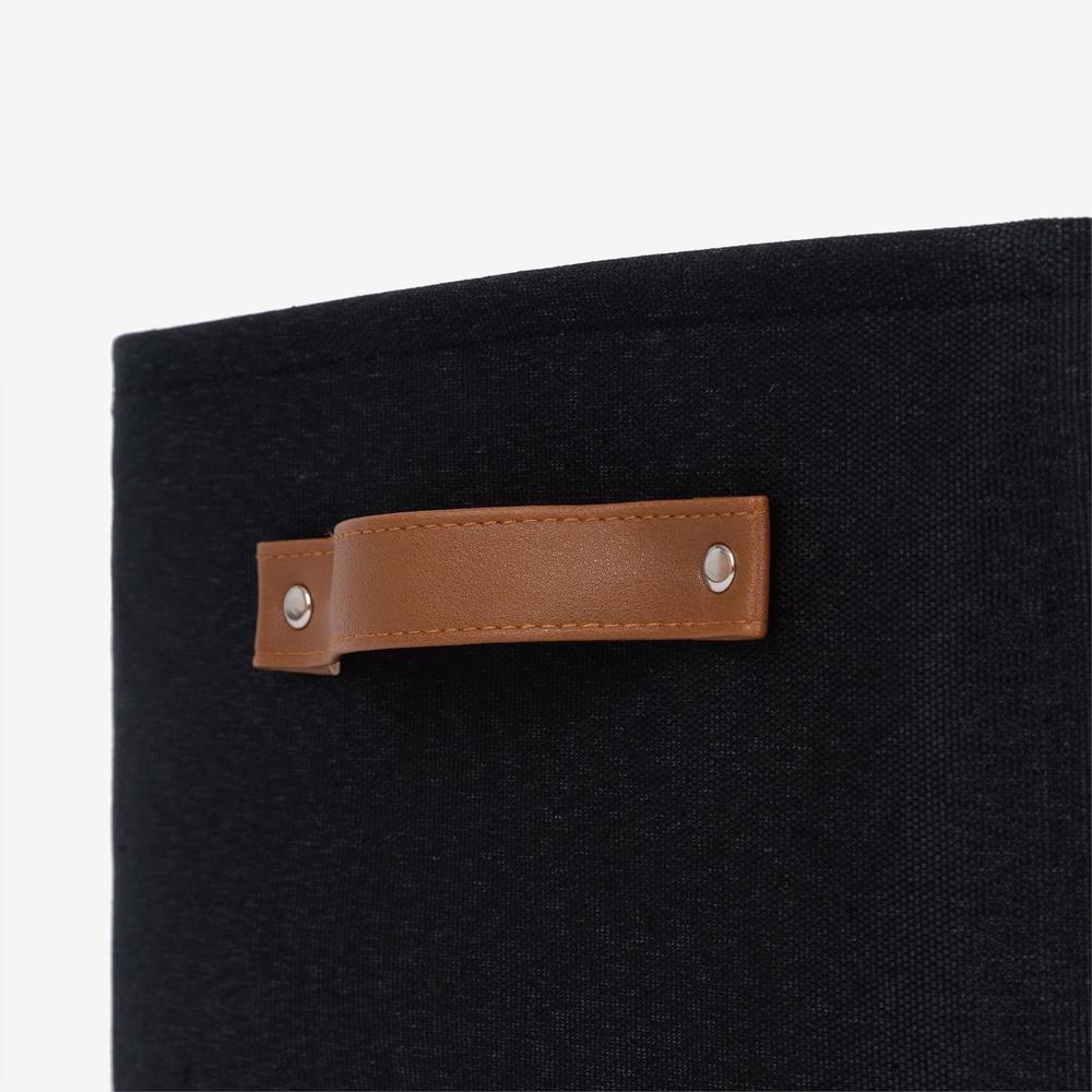 Черная холщовая полиэстеровая корзина для хранения с ручками, декоративный органайзер, полки для дома/офиса, 15 л x