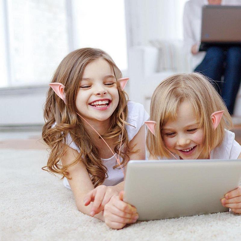 VAORLO 3,5 мм наушники с изображением кота, милая гарнитура для девочек, детей, поддержка регулировки громкости, наушники Sprite Ear для мобильного телефона, компьютера