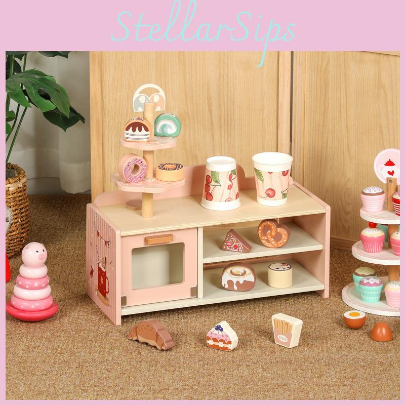 Wooden Bakery Pretend Store Toy Child Realistic Pastries Educational Interaction