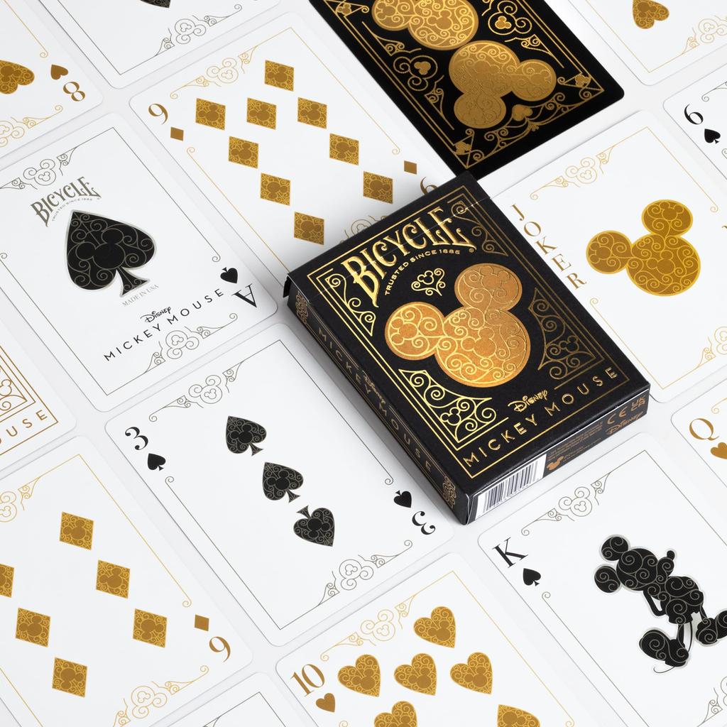 Bicycle Disney Mickey Mouse Inspired Black and Gold Playing Cards.