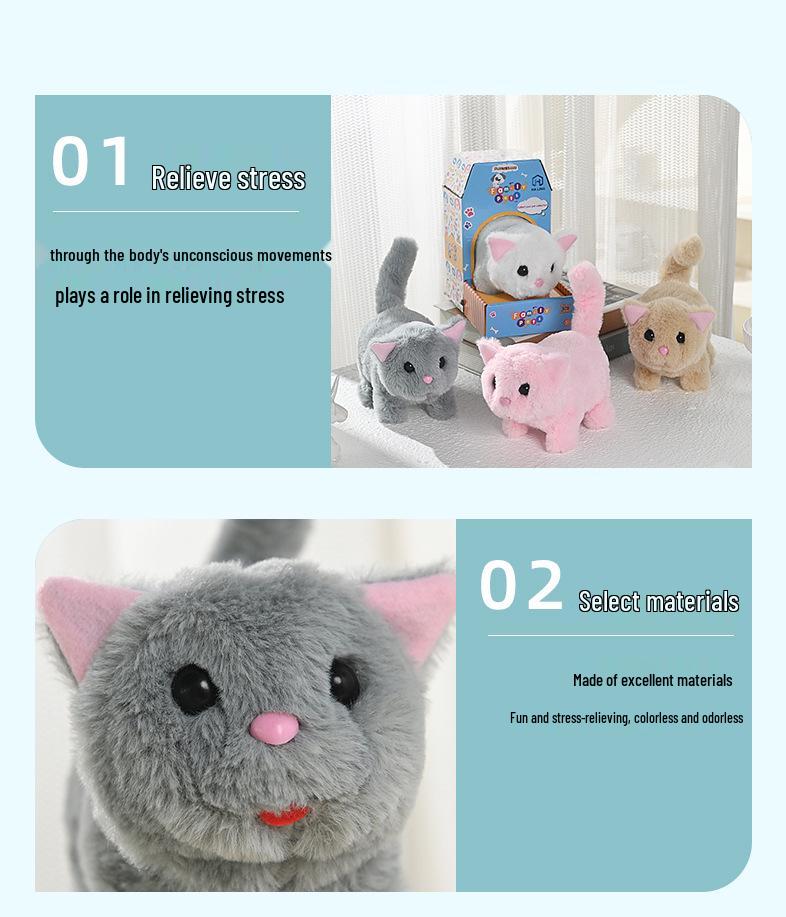 Интерактивный электронный плюшевый котенок: Ходит, мяукает и виляет хвостом - Идеальная детская симуляция питомца