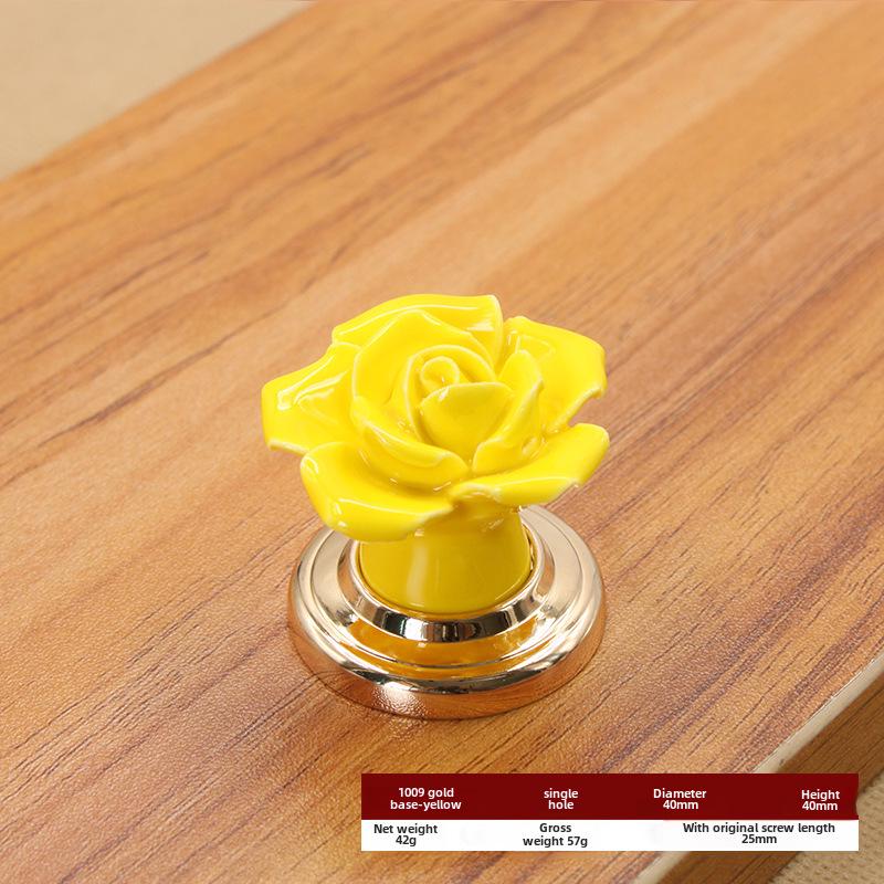 Ручка для шкафа из розовой керамики - современный пасторальный стиль, одно отверстие для ящика, гардероба или двери