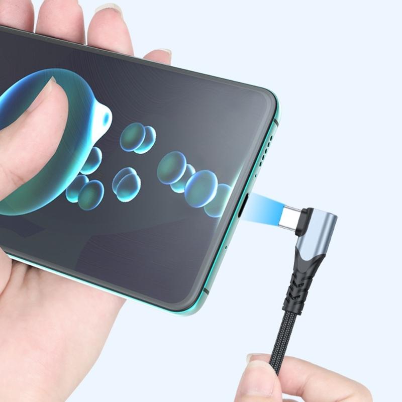 Мобильный телефон 90 градусов Быстрая зарядка 100 Вт Быстрая зарядка USB C на USB C Кабель Провод Прямой угол Кабель для передачи данных и зарядки