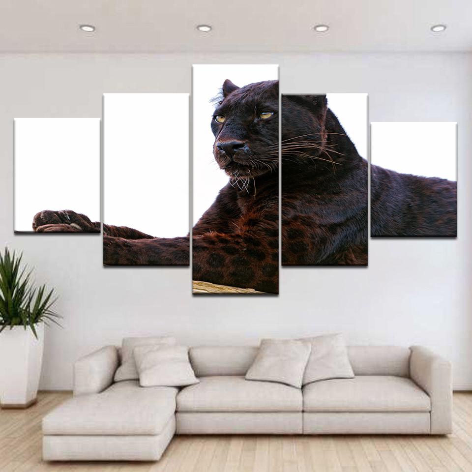 The leopard animal art painting 5 Panel/piece HD Print modern art painting wall posters Canvas For home living room decoration