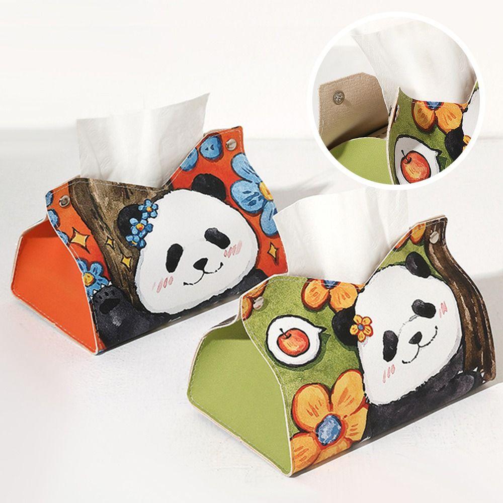 Коробка для салфеток Panda Car, настольный держатель для салфеток, чехол, ящик для хранения, настольный контейнер для салфеток из искусственной кожи, ванная комната, домашний декор