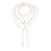 Cross Colorful Crystal Necklace Set Y-Shaped Beads Chain Choker  Sea Beach Jewelry