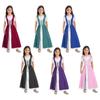 Kids Girls Medieval Renaissance Costume Square Neck Short Sleeve Lace-up High Waist Ruffle Dress for Halloween Fancy Dress Party Cosplay Performance