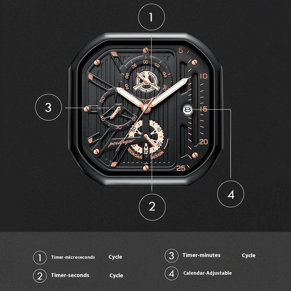 Спортивные кварцевые часы мужские серебристо-синие наручные часы с хронографом и браслетом из нержавеющей стали с автоматической датой и светящимися стрелками 24 часа