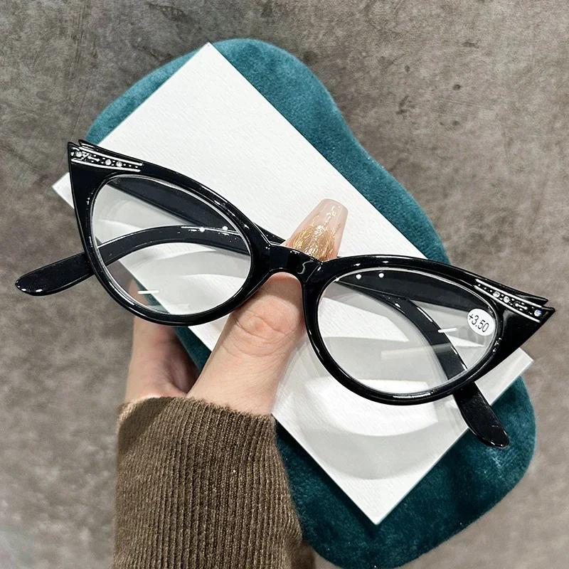 Ultra-light Cat Eye Frame Reading Glasses Fashion Ladies Finished Prescription Far-sight Eyeglasses Diopter Presbyopia 0 To +4.0