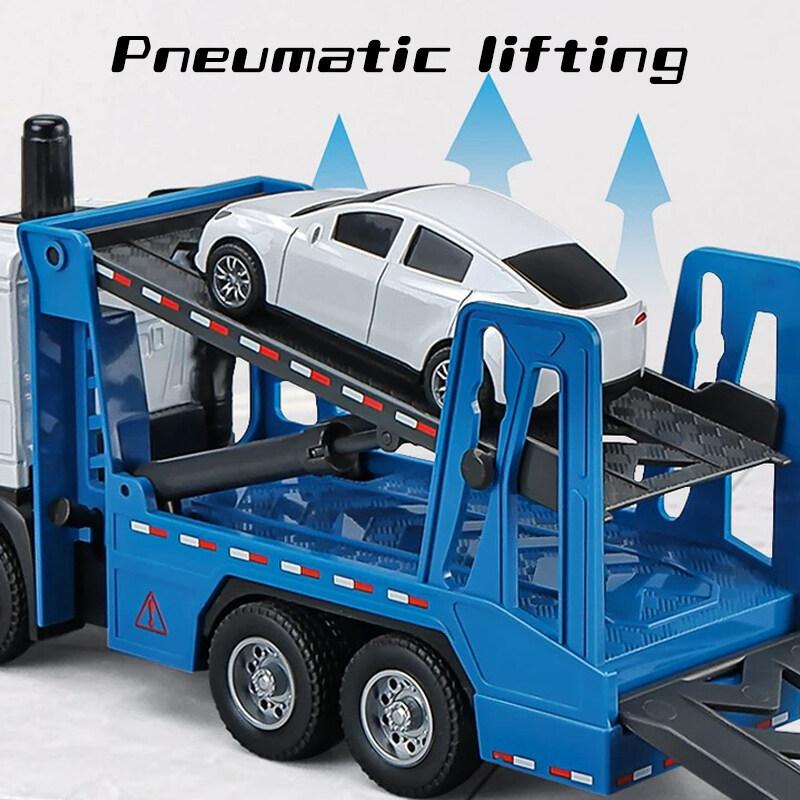 1/50 Pneumatic Lift Truck Alloy Car Model Diecast Car Sound Light Car Lovers Collection Kids Birthday Gift Metal Boys Toys