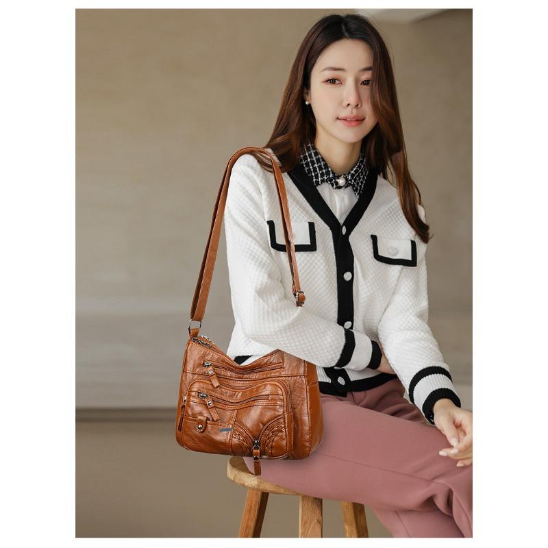 Single Shoulder Soft Leather Large Capacity Diagonal Bag