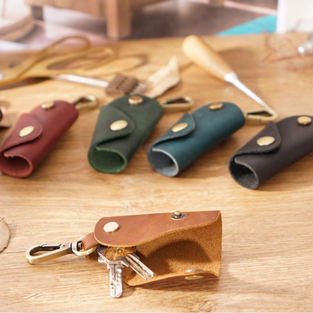 Cowhide Handmade Mini Key Case Mini Vintage Car Key Bag Fashion Cowhide Key Organizer  Men