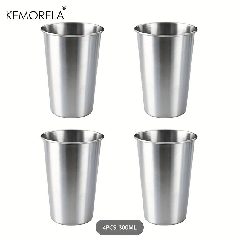KEMORELA 4 шт. Стальные кружки 300/400/500 мл Стальные стаканы Пинта Туристические кружки Стаканы для питья Штабелируемая металлическая кружка