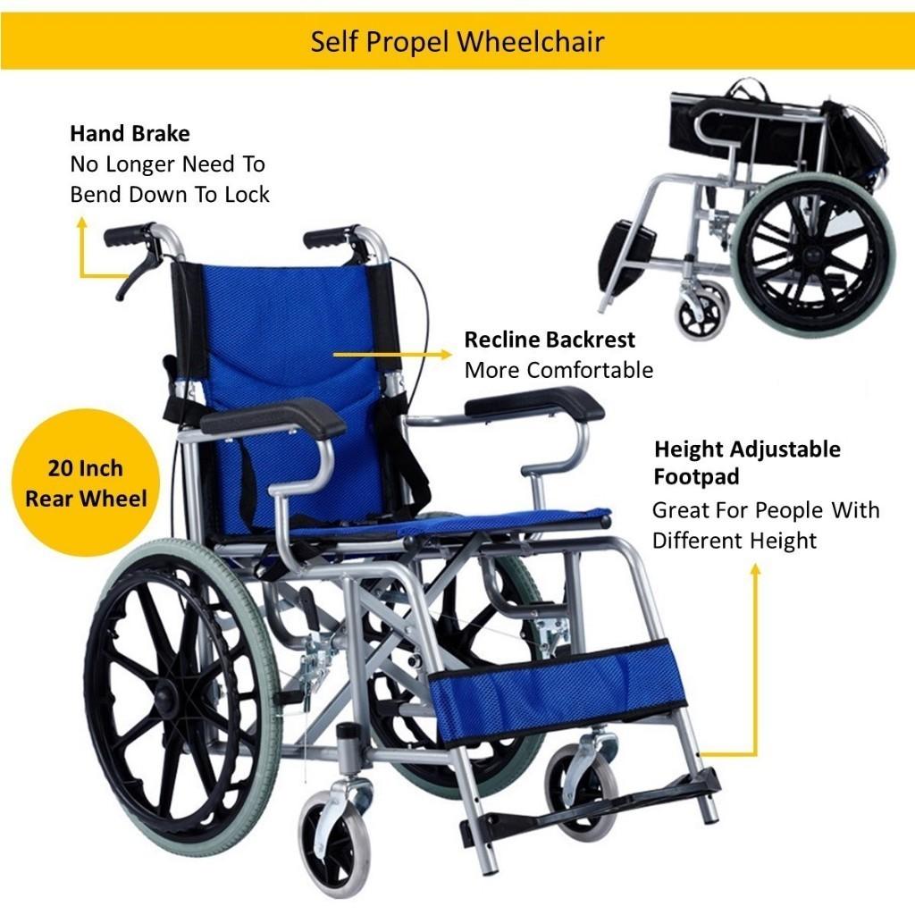 Portable And Foldable Self Propel Lightweight Wheelchair Travel Push Chair