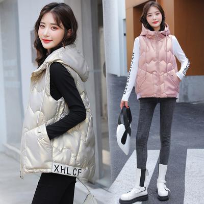 Осенне-зимний пуховый хлопковый жилет для женщин, осенне-зимнее пальто без рукавов с капюшоном, куртка, пальто, стеганый утепленный теплый толстый пуховик