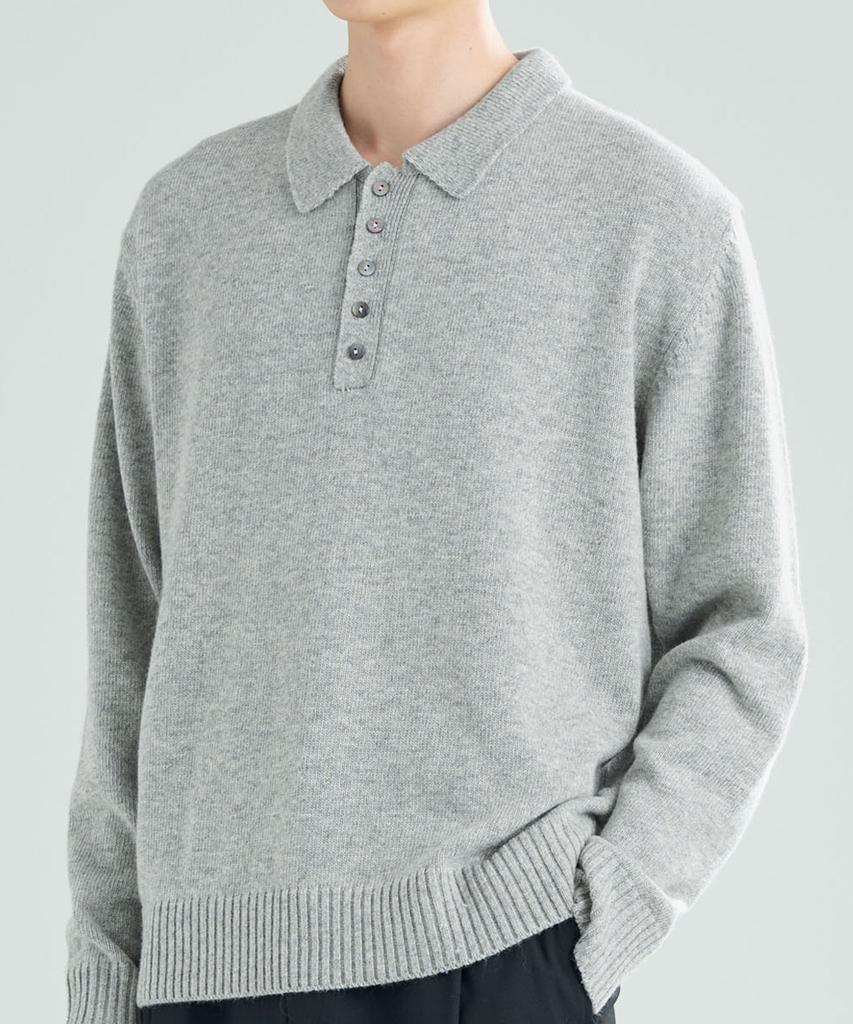 ZPLISH Wool Collared Knit Gray
