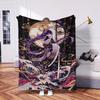 Elegant Anime Character Blanket - Soft Cozy Throw with Purple Waves Design, Perfect for Home Decor, Unique Gift for Art Lovers