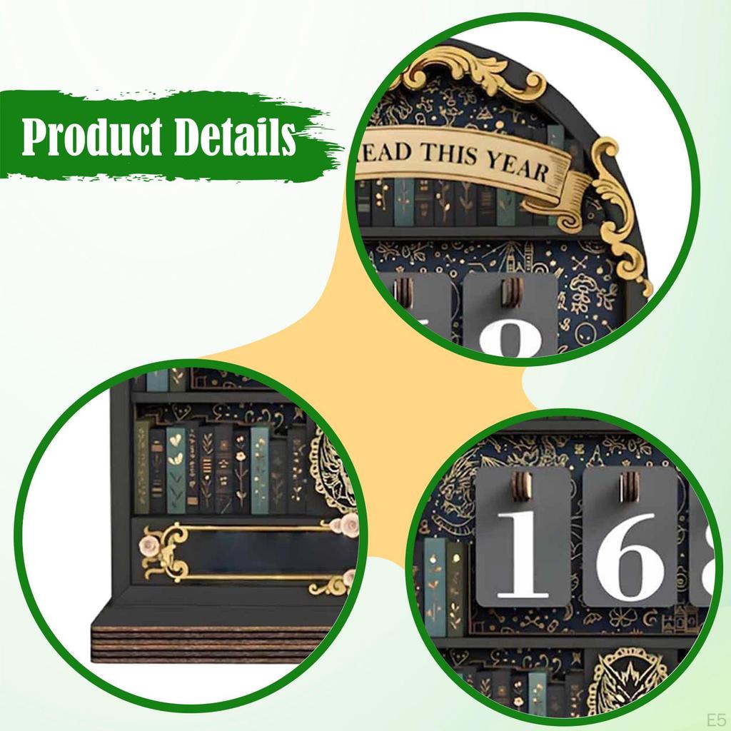Wooden Book Read This Year Counter Sign Gift Home up to 999 Bookshelf Decoration for