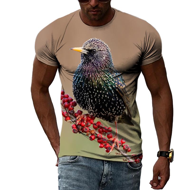 Летняя футболка с рисунком забавных птиц для мужчин, повседневная футболка с 3D принтом и круглым вырезом, футболка в стиле хип-хоп, уличный стиль