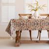 American-Style Jacquard Fabric Tablecloth with Tassels - Floral & Bird Design, Retro Cotton-Linen Blend, Rectangular