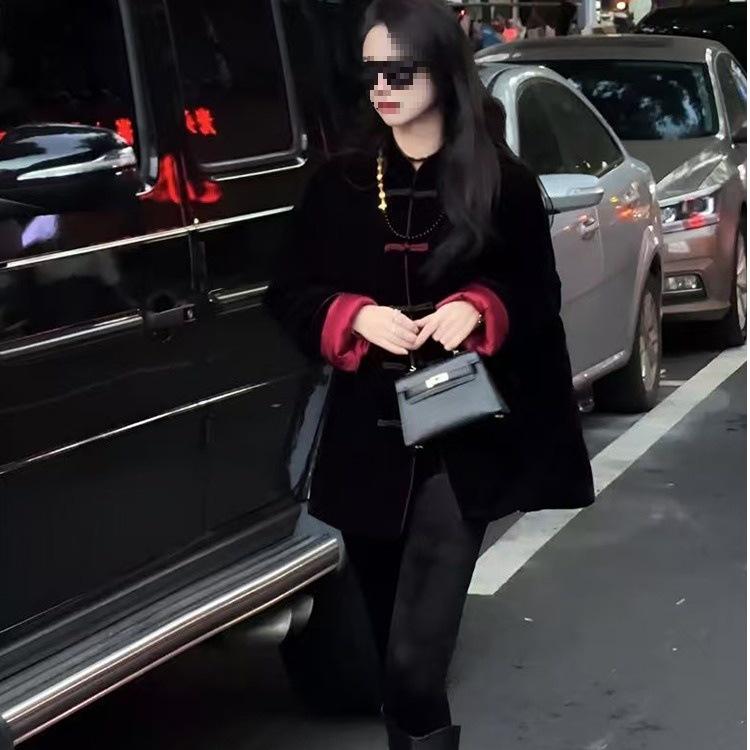 Женское свободное хлопковое пальто в китайском стиле - осень и зима, плотное, большого размера, на пуговицах