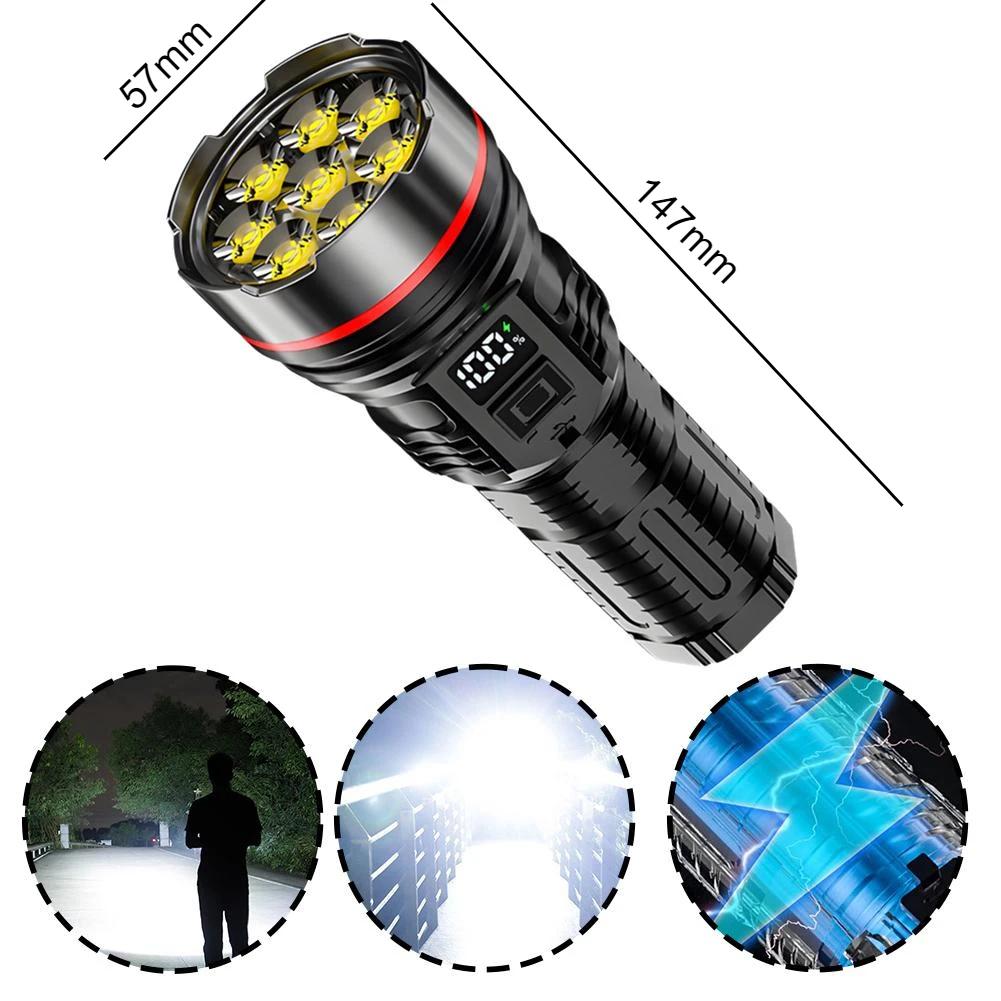8*Мощный светодиодный фонарик со встроенным аккумулятором USB, перезаряжаемый портативный светодиодный фонарь из АБС-пластика, водонепроницаемый фонарь для кемпинга, уличный фонарь
