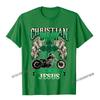 Christian Biker I Ride With Jesus Religious Back Motorcycle Premium TShirt Camisas Unisex Printed Tops Shirt For Unisex Cotton