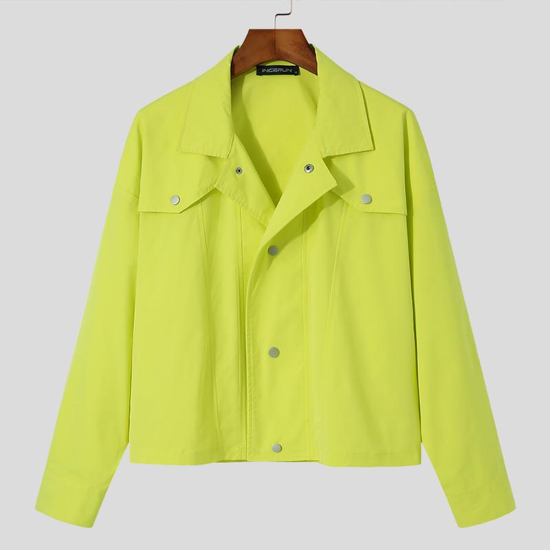 INCERUN Большие мужские короткие пальто с длинным рукавом, повседневная верхняя одежда карго