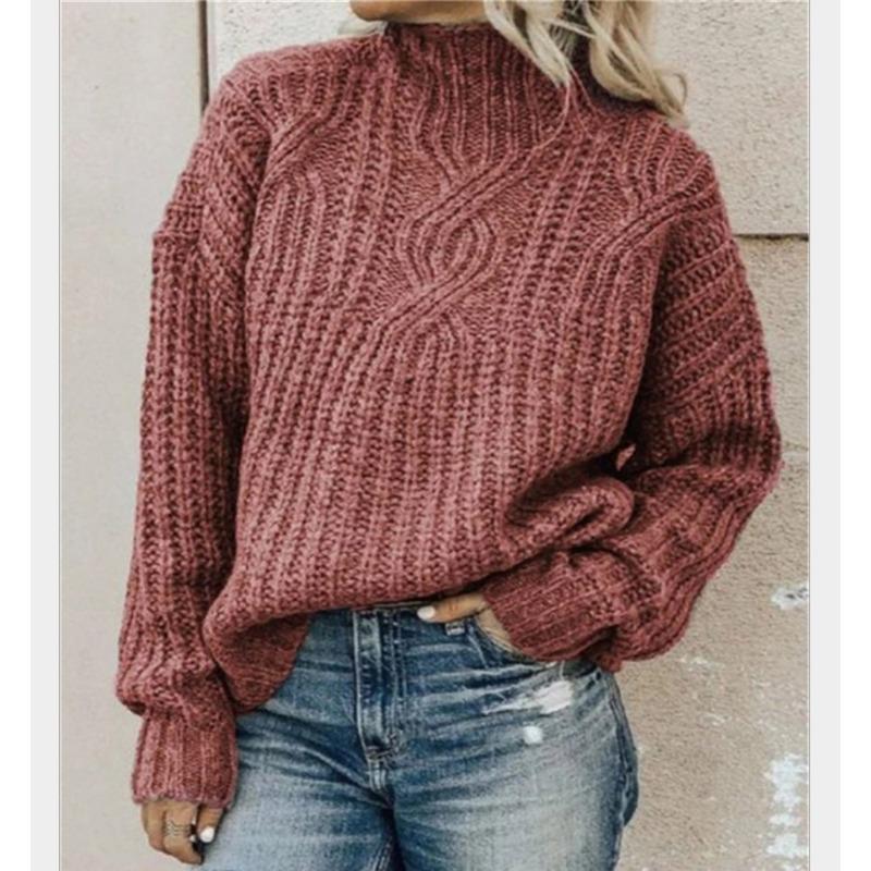 Осень Зима Свитер с высоким воротником однотонный женский свободный универсальный повседневный вязаный базовый пуловер топ