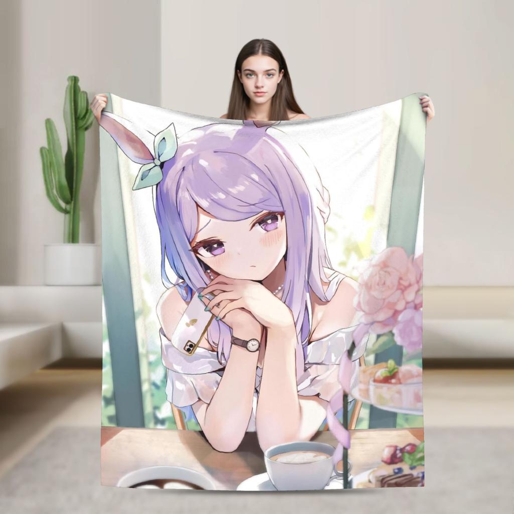 Umamusume Pretty Derby Mejiro Blanket Fleece Autumn/Winter  Portable Lightweight Throw Blanket for Bed Bedroom Rug Piece