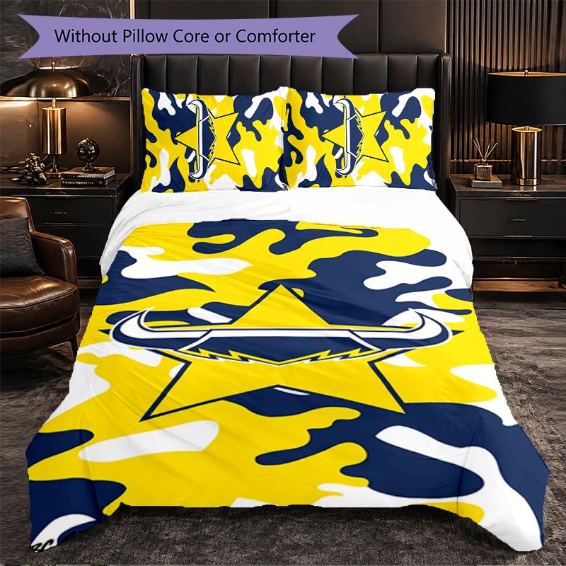 North Queensland Cowboys Pattern Microfiber 3Pcs Bedding Set Decor Duvet Cover Set For Bedroom Home Use