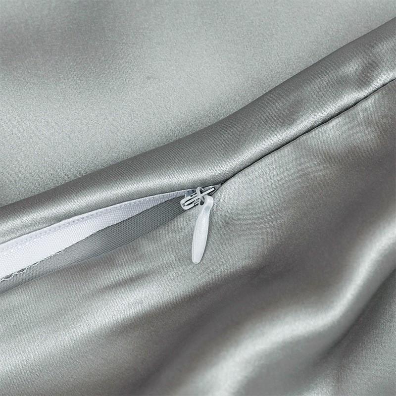 Luxury Pure Color Zipper Silk Pillowcase 19 Momme 100% Mulberry Single Double Bedding Soft Smooth