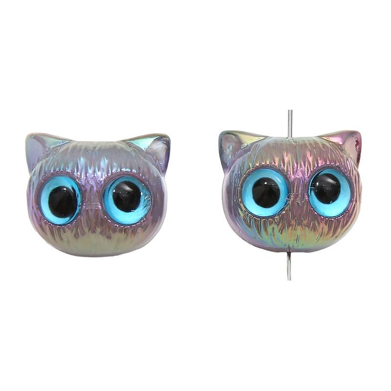 Handmade Beads Acrylic Cartoon Animal Cat Beads Small Waking Lion Straight Hole Beads Children's Handmade Diy Beading String Jewelry Accessories