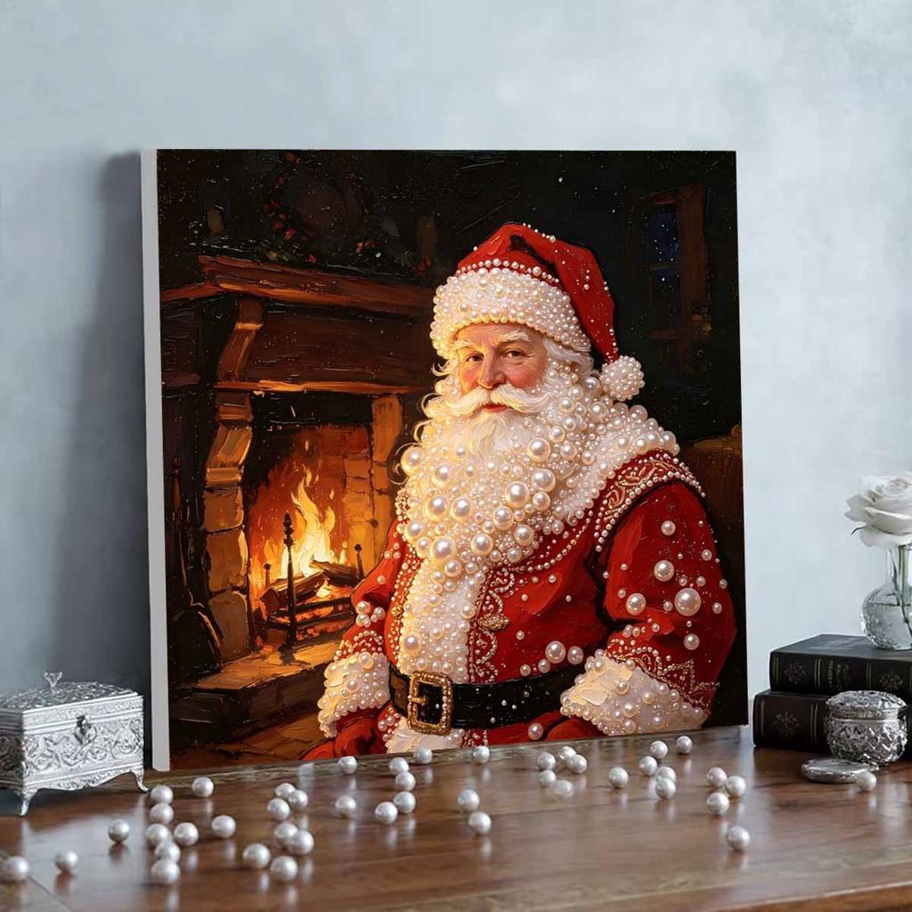 Набор для DIY-живописи жемчугом в мини-рамке Бусины Санта-Клаус Камин Холст Декор для дома Картина