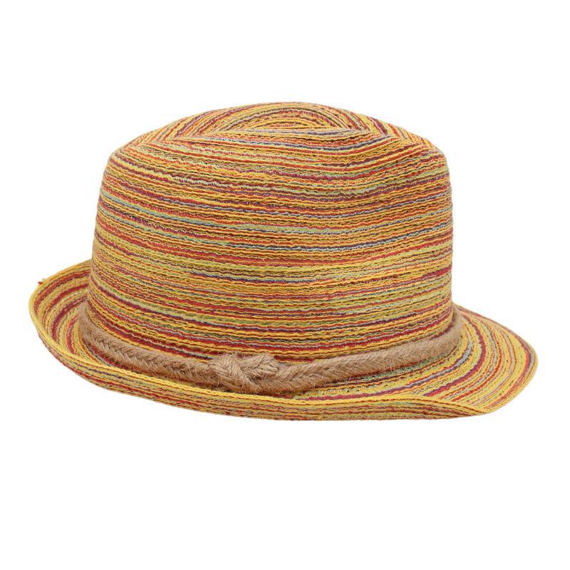 Flax braid straw hat colourful stripes cool hat knitting sun hat Korean version jazz hat lady